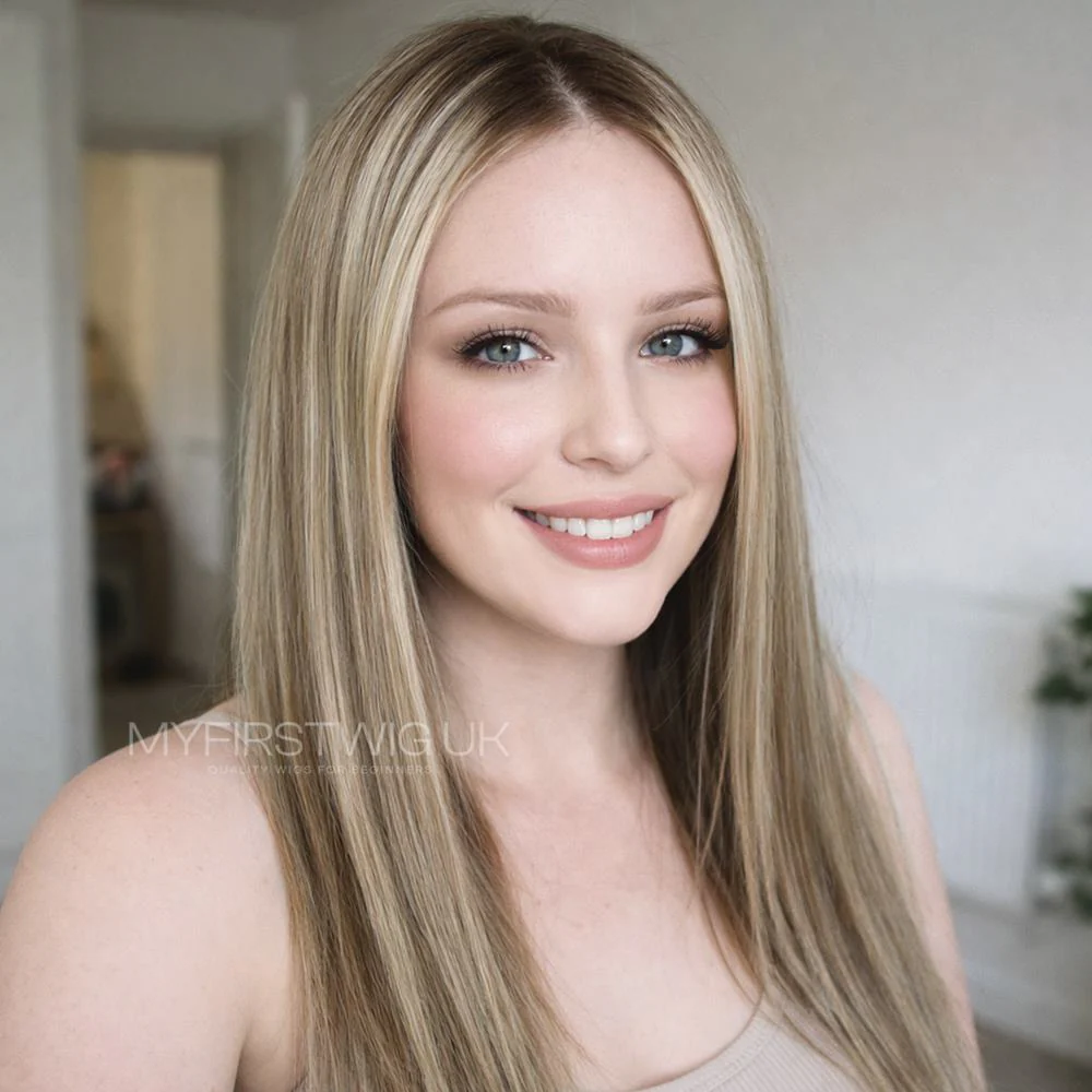 Wig For Hair Loss - Bronde Balayage Straight 9x9" HD Swiss Lace Topper Human Hair Wig - WHLT013